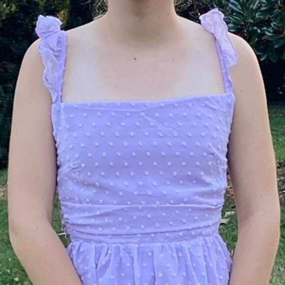 Lavendar Chiffon Fit and Flare Dress - Picture 2 of 5